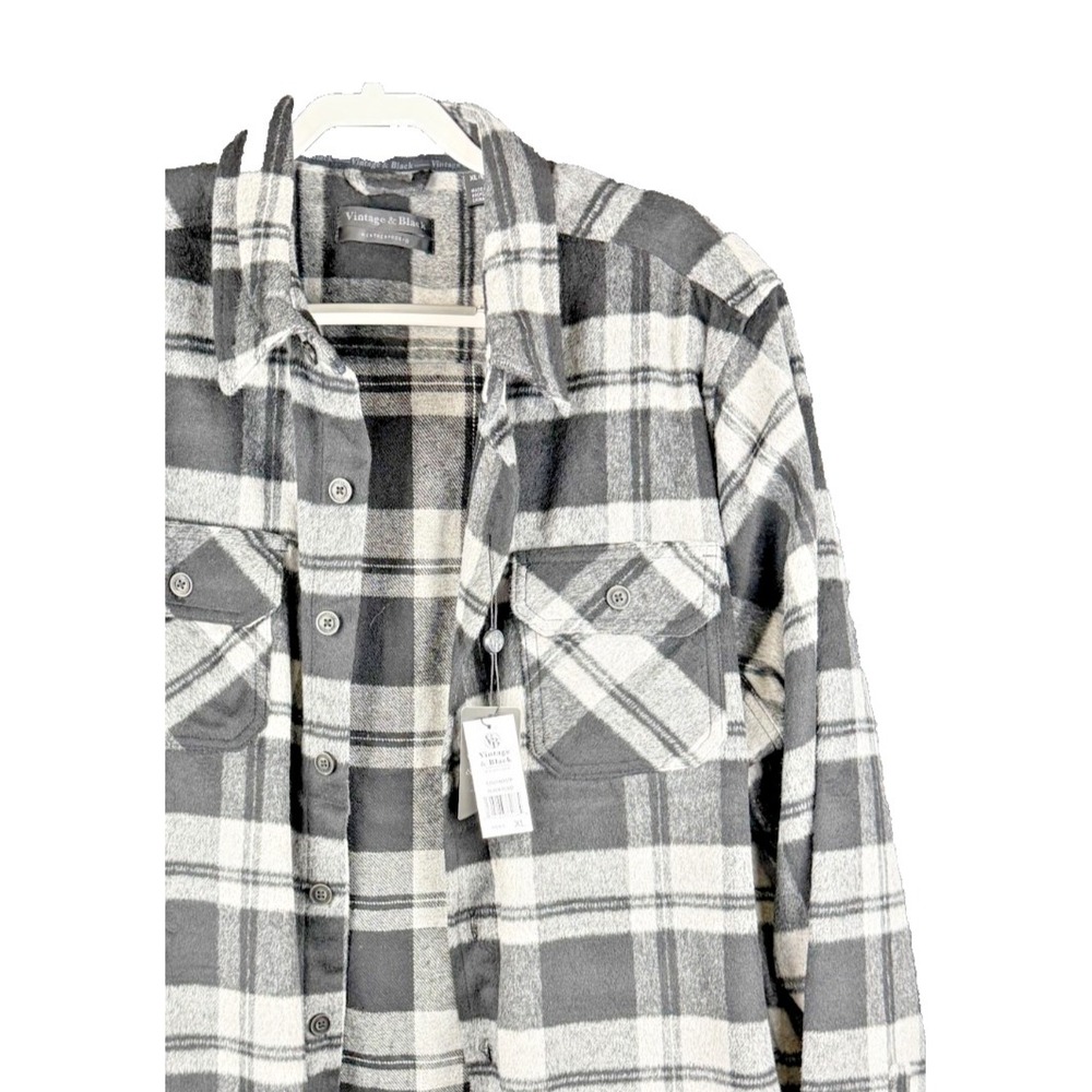 Vintage & Black Weatherproof XL Flannel Shirt Jacket NWT Fleece Lined Black Grey